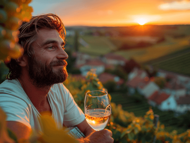 muž s vínom